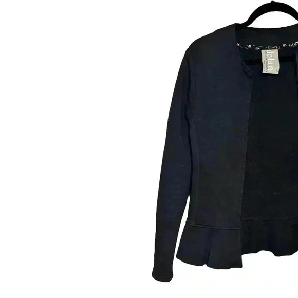 Dolan Left Coast Open Front Peplum Unstructured Blazer Size S Knit Black Anthro - Picture 3 of 6